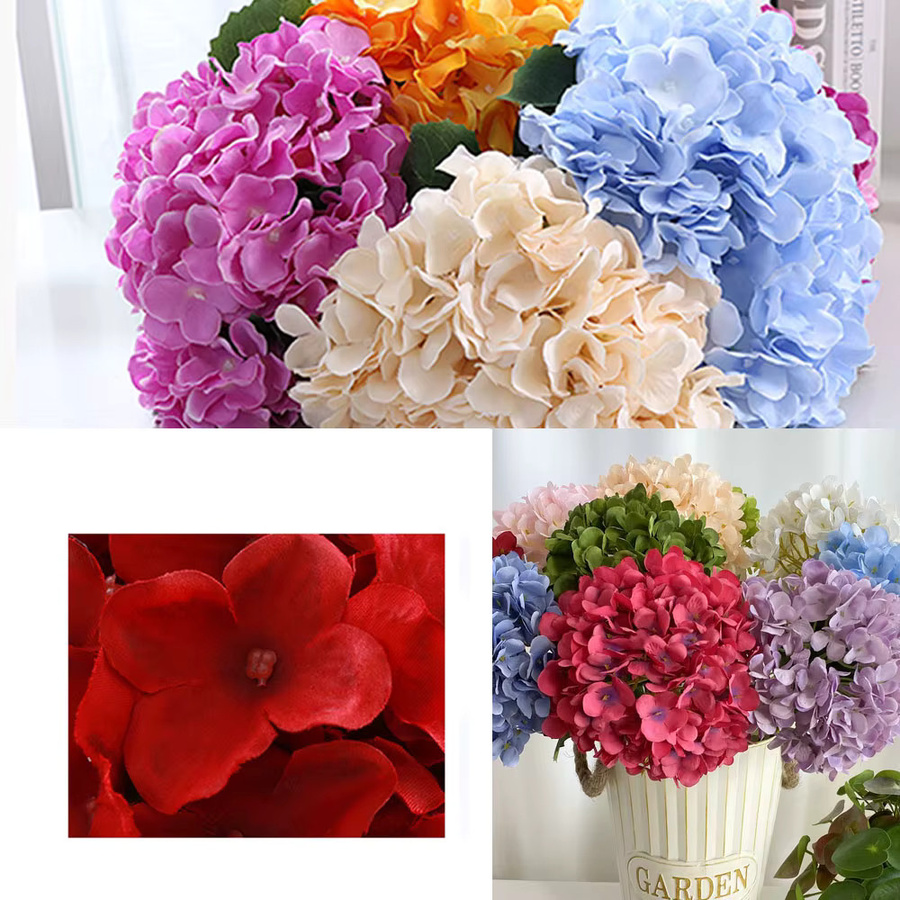 Uflower Künstlicher Hortensien-Blumenstrauß aus Seide in Blau, Höhe: 58 cm - Bild 1