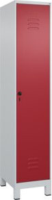 C+P Spind Classic PLUS Garderobenschrank mit 1 Abteil und Füßen, Farbe Grau/Rot, H x B x T: 195 x 40 x 50 cm - Bild 1
