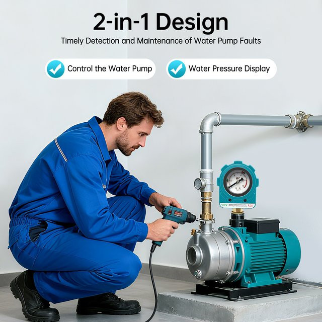 Bymaocar Pumpendruckschalter 1,5KW IP65 Blauer Pumpendruckregler für Tauchpumpen und Strahlpumpen - Bild 1
