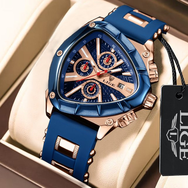 Lige Armbanduhr Quarz, Edelstahl, Schwarz, Eckig, Herren - Bild 1