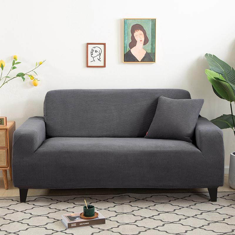 FORTUBI Jacquard Ecksofa-Bezug aus elastischem Polar Fleece für L-förmige Sofas, einfarbig, Breite: 90-140 cm - Bild 2