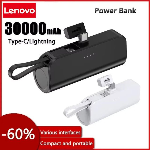 Lenovo Mini Portable Capsule PowerBank 30000mAh mit 2-in-1 Super Fast Charging und Standfunktion in Grün für iPhone und USB-C Geräte - Bild 1