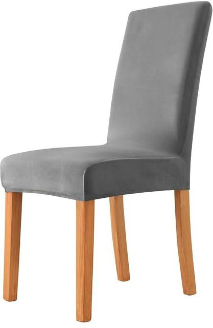 Yiran Furniture Esszimmerstuhl aus Samt in Dunkelgrau mit elastischem Stoff - Bild 1