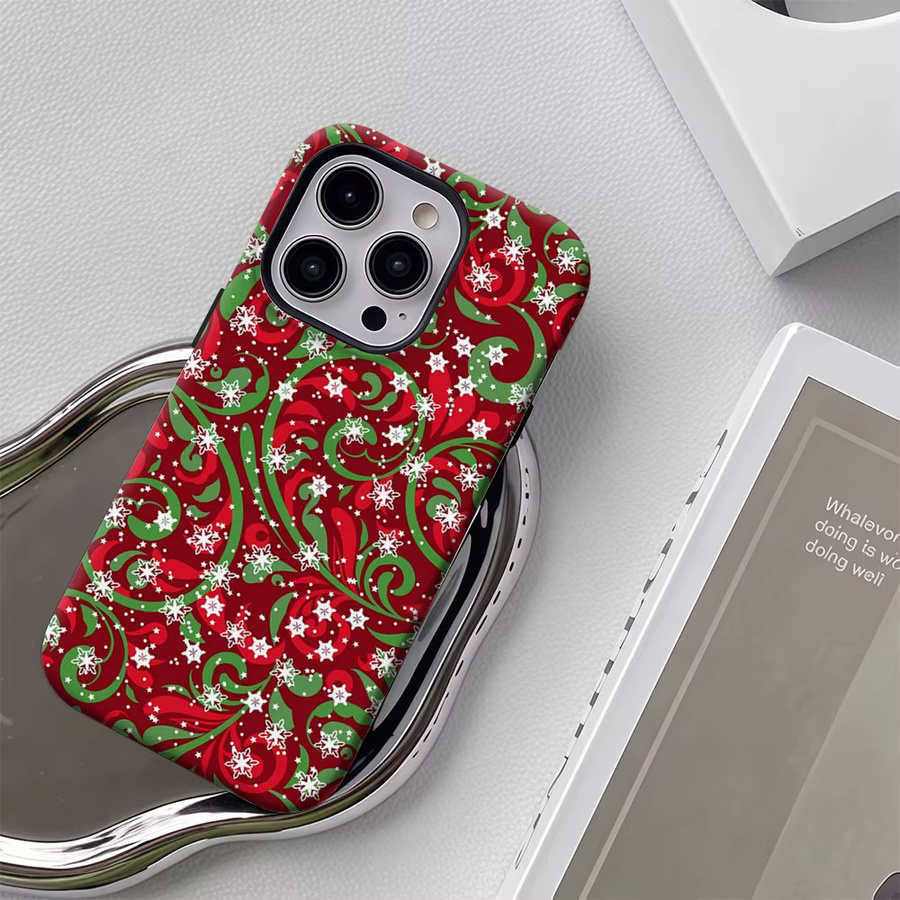Handyhülle Festliche Schneeflockenwirbel für Apple iPhone 17 16 15 14 13 12 11 Pro Max Plus mit doppelschichtiger Rückseite in Multicolour - Bild 5