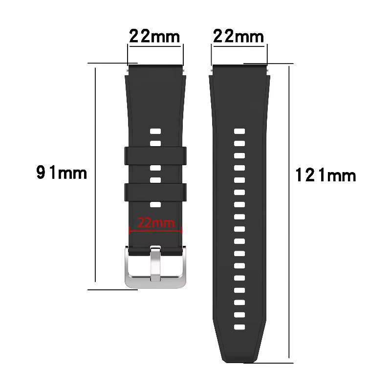 TINUORA Uhrenarmband Silikon, 22 mm, Schwarz, Unisex - Bild 5