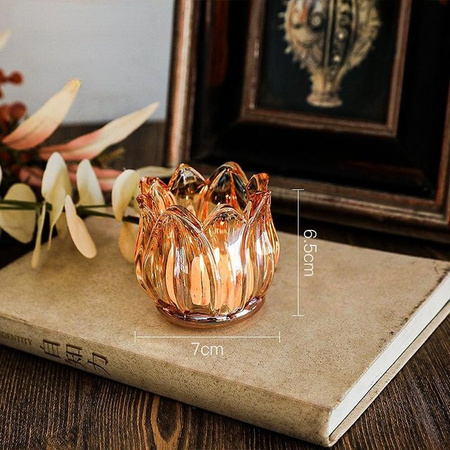 Vintage Tulpen Glas Kerzenhalter für Tealights in Braun und Transparent