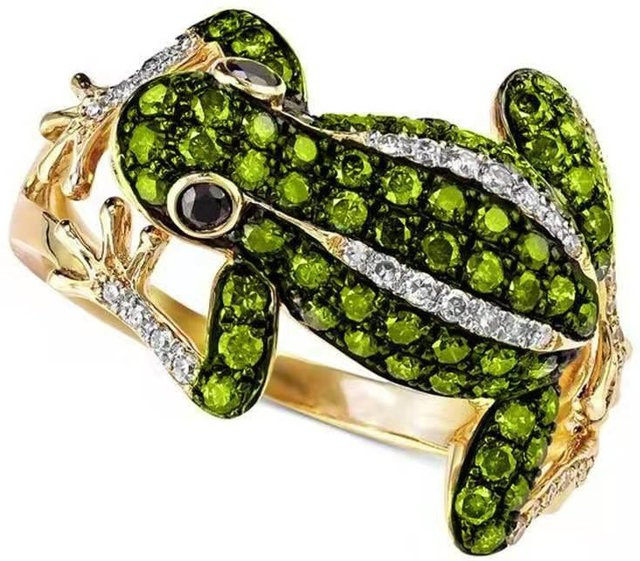 SODROV Ring Froschform, Kupfer, Schwarz, Zirkonia, Damen - Bild 1
