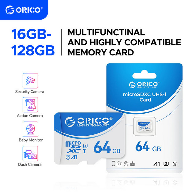 ORICO microSDXC UHS-I Speicherkarte mit 64 GB, 4K UHD, U3, V30, A1 für Kamera und Mobilgeräte - Bild 1