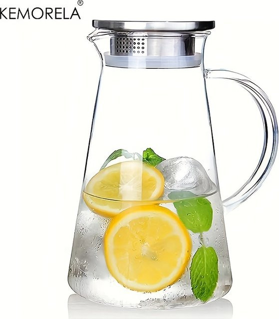 KEMORELA Wasserkrug aus Glas, transparent, hitzebeständig, Höhe: 23,0 cm, Breite: 14,5 cm - Bild 1