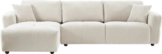 Maison Céphy Ecksofa in Beige mit Steppungseffekt und Textilstoff, Breite: 296 cm - Bild 1