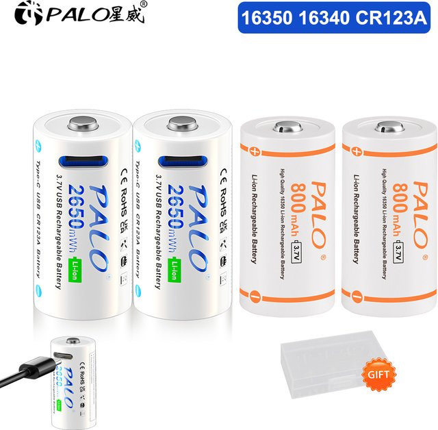 PALO CR123A Li-Ionen-Akku 16350 für LED-Taschenlampen, Laserstifte und Sicherheitskameras, Farbe: Weiß - Bild 1