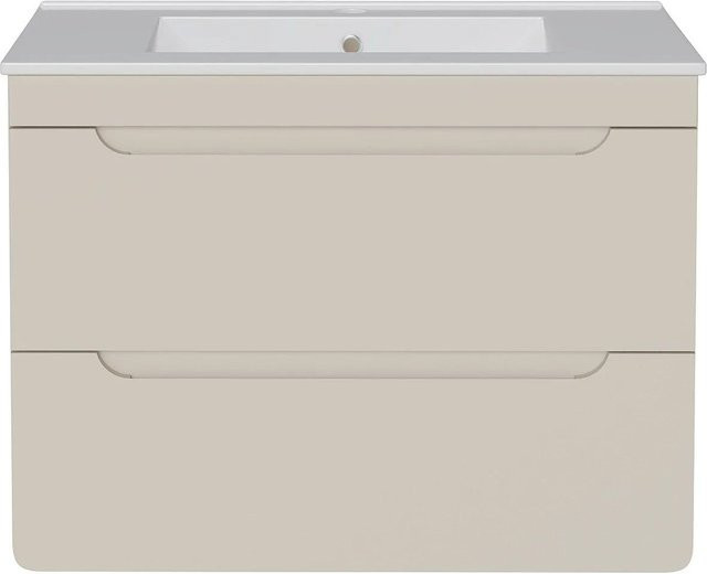 Vente-unique Einzelwaschtisch Aruba aus Keramik in Beige, Breite: 80 cm, Tiefe: 46 cm, Höhe: 59 cm - Bild 1