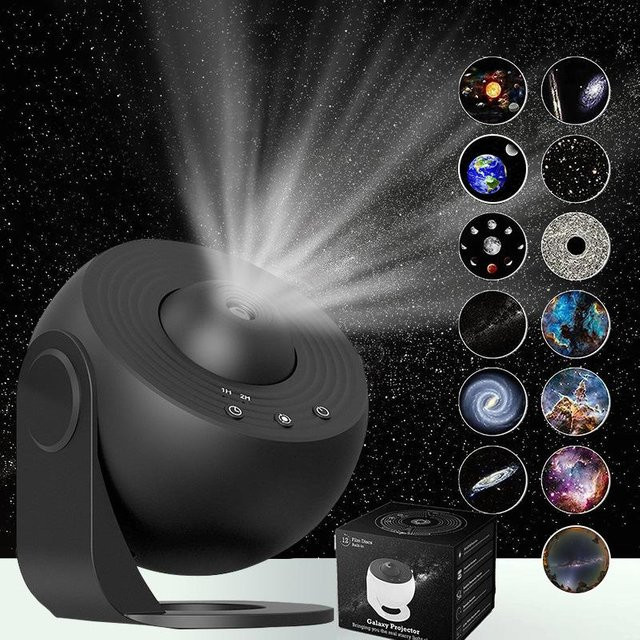 QINQING Galaxy Projektor Sternenhimmel mit 360 Grad Drehung, Planetariumslampe für Kinder und Schlafzimmer, Schwarz - Bild 1