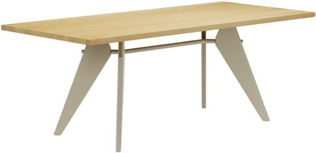 Vitra Em Table in Braun mit rechteckiger Tischplatte und Untergestell im Trestle-Design - Bild 1