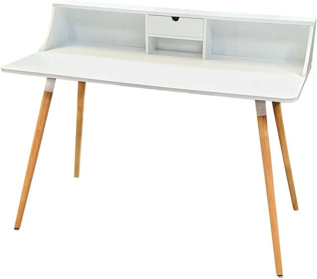 Osoltus Kinderschreibtisch in Weiß im skandinavischen Design, höhenverstellbarer Computertisch und Schulschreibtisch, B/T/H: 120 x 60 x 74 cm - Bild 1