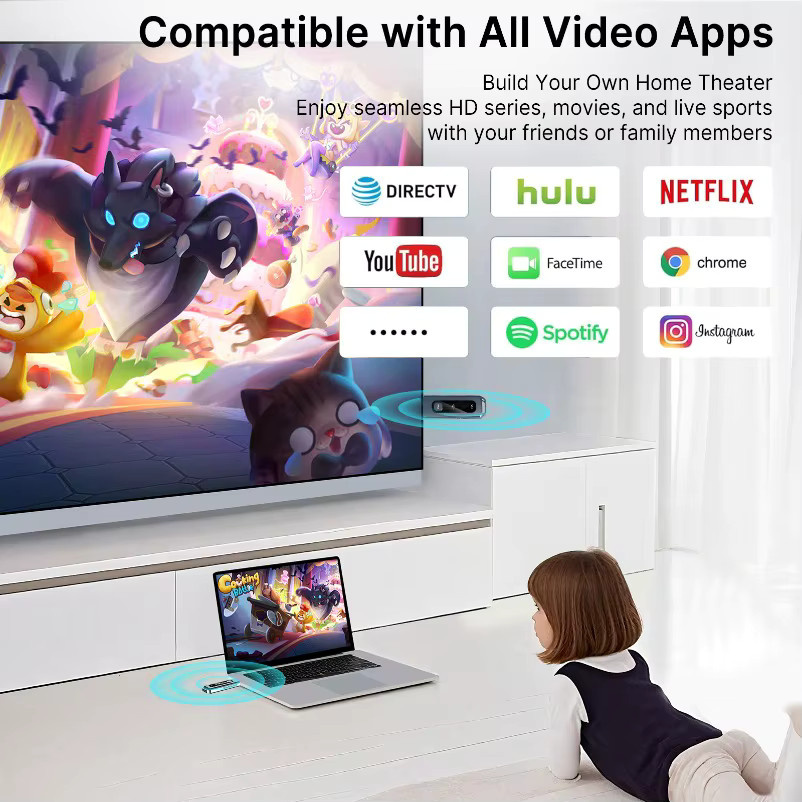 VIKEFON Drahtloser HDMI Video Extender Full HD 1080P Sender und Empfänger Set für Bildschirmspiegelung, Schwarz, Reichweite: 50 m - Bild 5