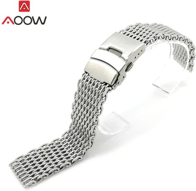Freesh Uhrenarmband Edelstahl, Milanese, Faltschließe, 24mm, grau, Unisex - Bild 1