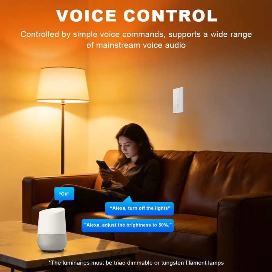 Chevolink Tuya Smart Dimmer-Schalter US-Standard Touch-Dimmer mit Fernbedienung, kompatibel mit Amazon Alexa und Google Assistant, Schwarz - Bild 4