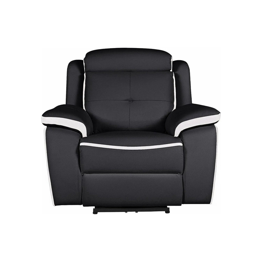 Vente-unique Relaxsessel Angelique in Schwarz-Weiß aus Leder mit Armlehnen, Höhe: 106 cm - Bild 2