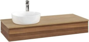 V&B Waschtischunterschrank Antao mit Beleuchtung, Farbe Walnuss und Weiß, B/T/H: 120 x 50 x 19 cm - Bild 1