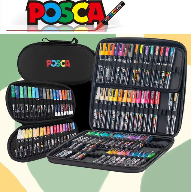 Uni Posca Acryl-Marker Set in Multicolor mit Aufbewahrungstasche für Kunst und Graffiti - Bild 1