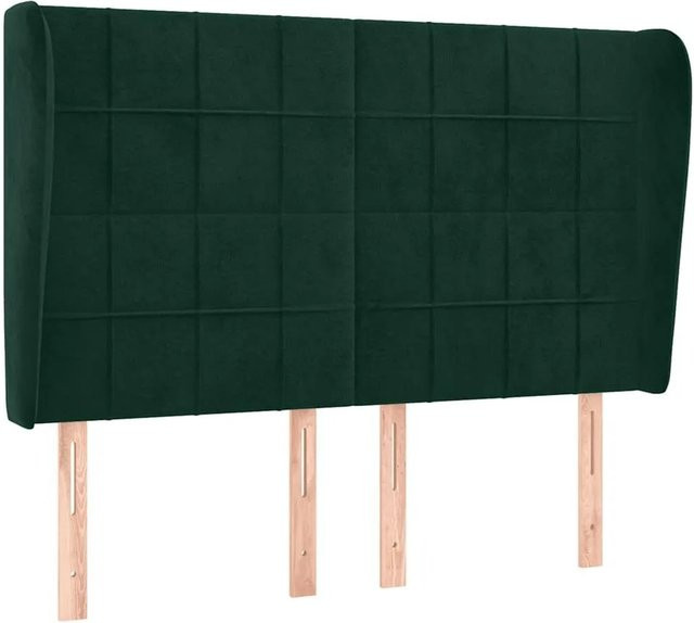 vidaXL Kopfteil mit Ohren in Dunkelgrün aus Samt, B/T/H: 147 x 23 x 118 cm - Bild 1