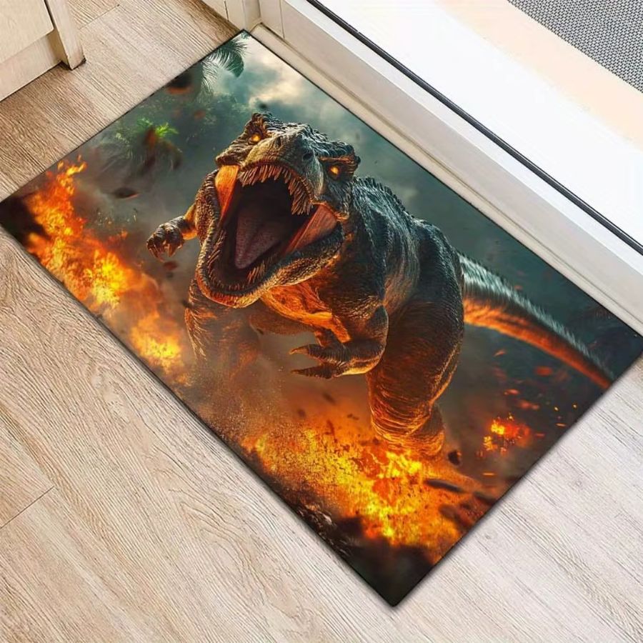 VIKAMA Tyrannosaurus Rex Thementeppich mit 3D-Flammenmuster für dein Wohnzimmer - Bild 3