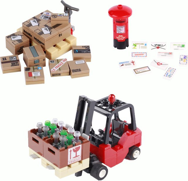 BRICKPANDA MOC City Construction Modular Industrial Forklift Express Box Baustein-Set aus Kunststoff - Bild 1