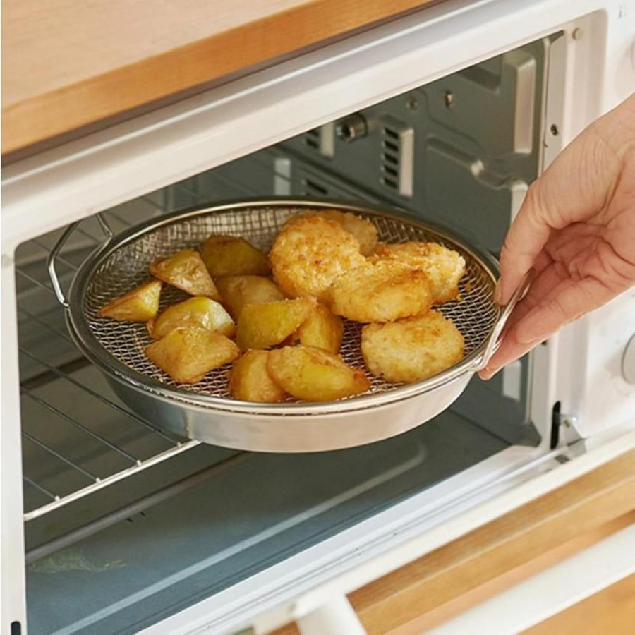 2-teiliges Küchenset von YC Direct mit runder Edelstahlpfanne und Fettsieb in Silber - Bild 4