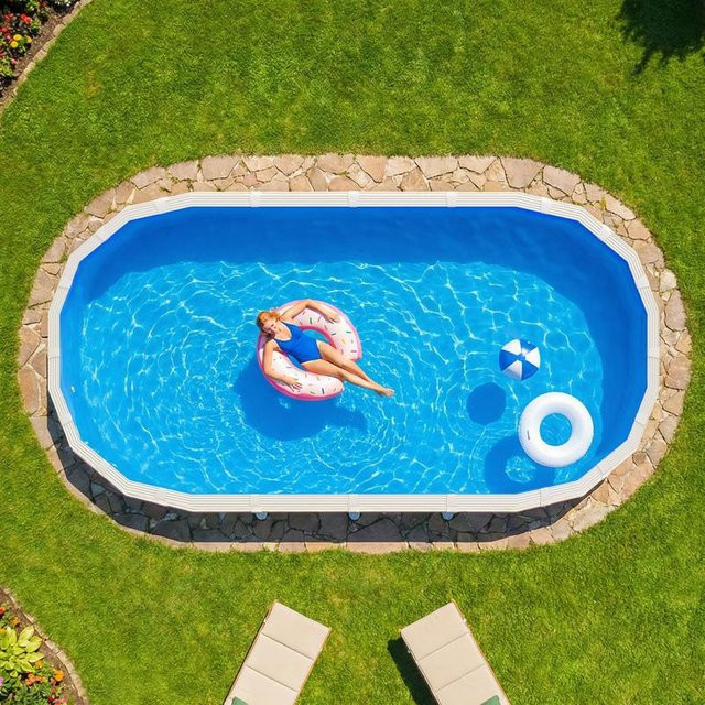 UniBead Poolfolie aus PVC in Blau für Aufstellpools, B: 360 cm, H: 120 cm, Dicke: 0,8 mm - Bild 1