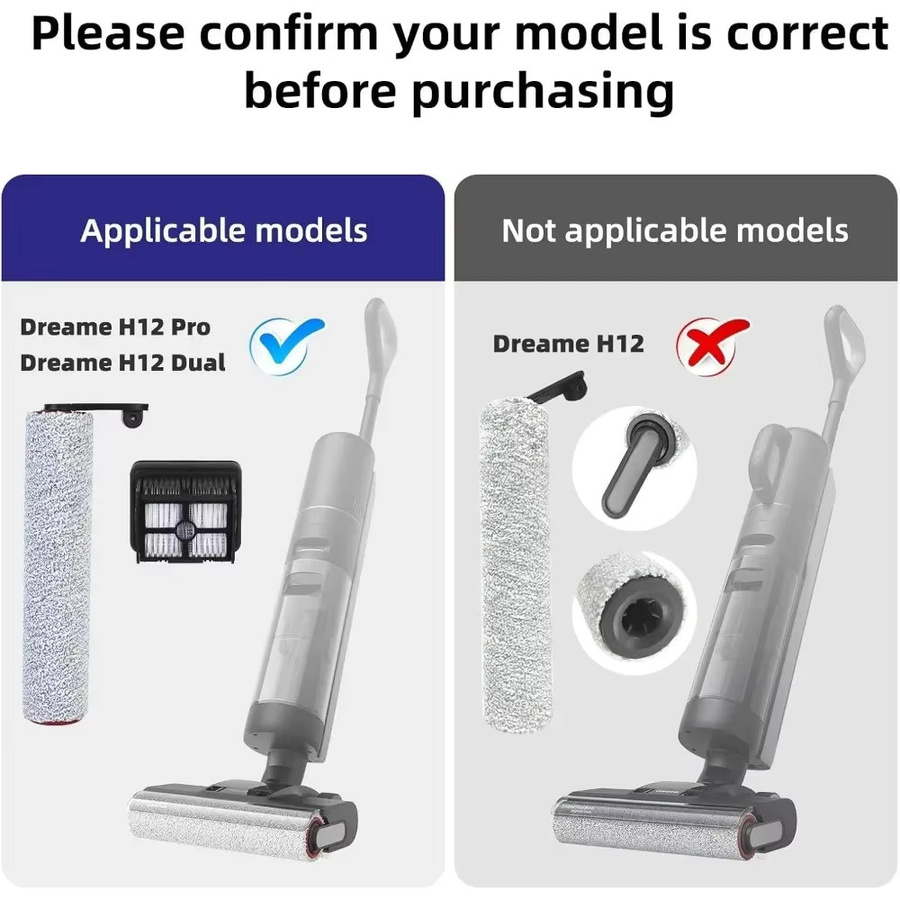Dreame Ersatzteilset mit Ersatzbürstenrolle und Filter in Grau für H12 Pro, H12 Dual und G10 Pro Akku-Nass-Trockensauger - Bild 3