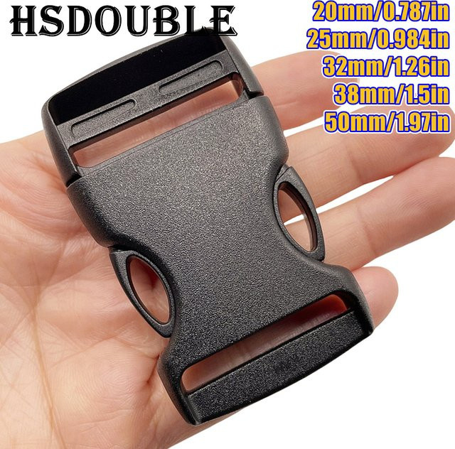 HSDOUBLE Kunststoffschnalle Schwarz, 2er Packung, Gewölbt und innen abnehmbar für Rucksackgurte und Outdoor-Sport, erhältlich in 20mm, 25mm, 32mm, 38mm und 50mm - Bild 1