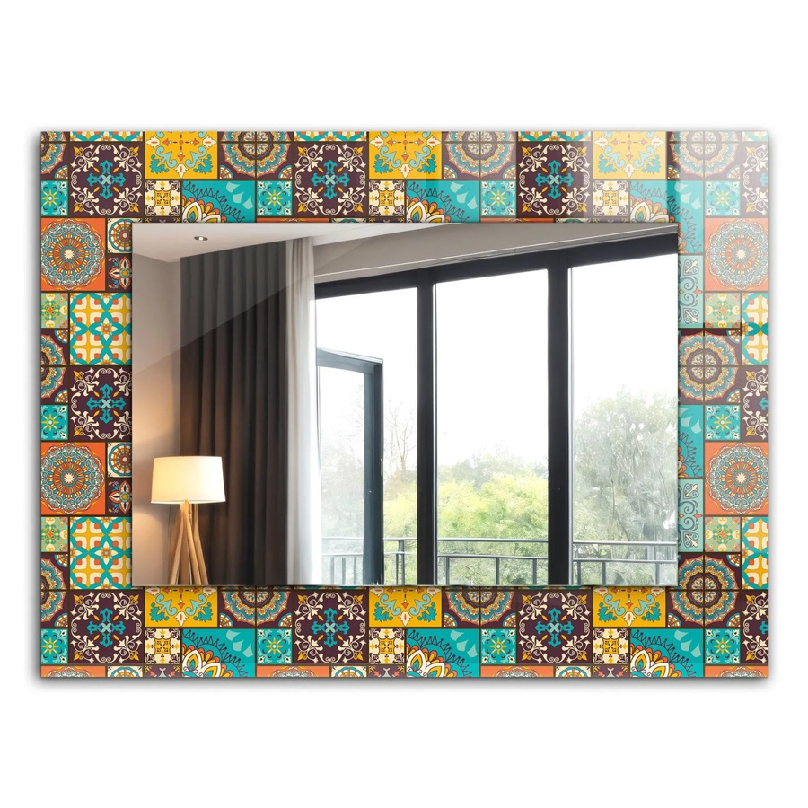 Tulup Spiegel mit buntem Mosaikfliesen-Aufdruck, rechteckig, Multicolor, B/H: 80 x 60 cm - Bild 2