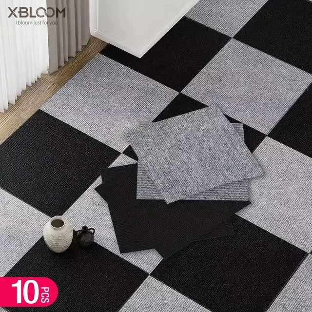10 Stück selbstklebende Teppichfliesen XBLOOM rutschfest für Wohnzimmer, Büro oder Krabbelwand, B/B: 30 x 30 cm - Bild 1