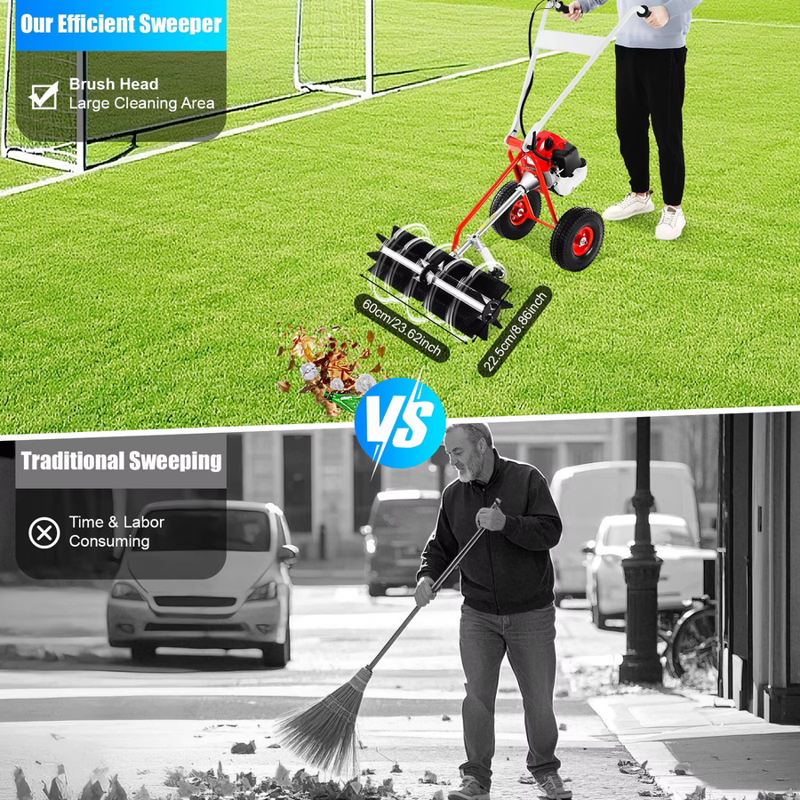 Bymaocar Benzin-Gartenkehrmaschine mit Rollbürste in Rot - Bild 2