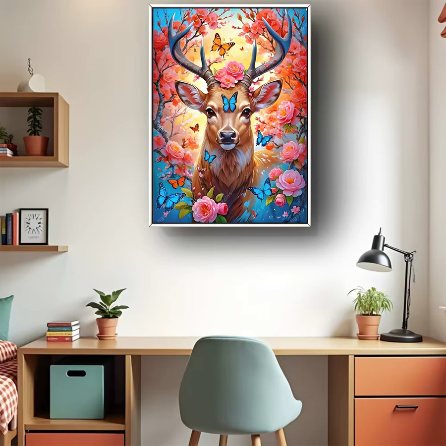 AZNM Puzzle, japanisches Reh, Kirschblüten und Schmetterlinge, bunt - Bild 4