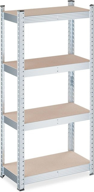 Relaxdays Schwerlastregal aus Stahl und MDF in Braun, verzinkt, mit verstellbaren Regalböden, B/T/H: 120 x 60 x 30 cm - Bild 1