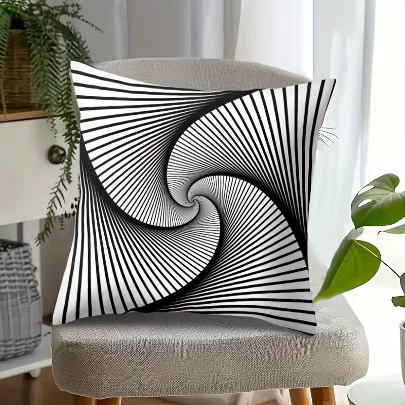 DUTRIEUX Kissenbezug mit modernem geometrischem Design in Schwarz-Weiß, gestreift und gepunktet, quadratisch, B/B: 45 x 45 cm - Bild 5