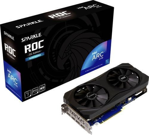 Sparkle Intel Arc A770 ROC OC Grafikkarte mit 16GB GDDR6-RAM, PCIe x16, HDMI, DisplayPort und RGB Beleuchtung in Schwarz - Bild 1
