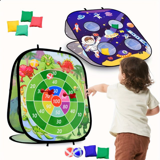 SONGYI 3-in-1 Bean Bag Wurfspiel, Cornhole-Brett mit Klebebällen, Blau, Bunt / Mehrfarbig - Bild 1
