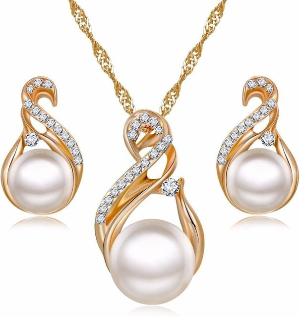 FASHION JEWELRY NB Schmuck-Set, Gold, Perle, Kristall, Damen - Bild 1