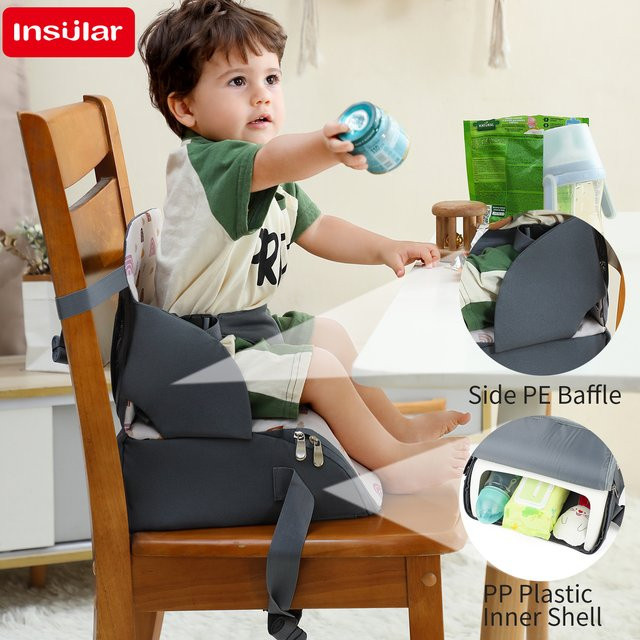 Multifunktionaler faltbarer und rutschfester Kindersitz mit hohem Kissen als tragbarer Baby-Esszimmerstuhl und Reisezubehör - Bild 1