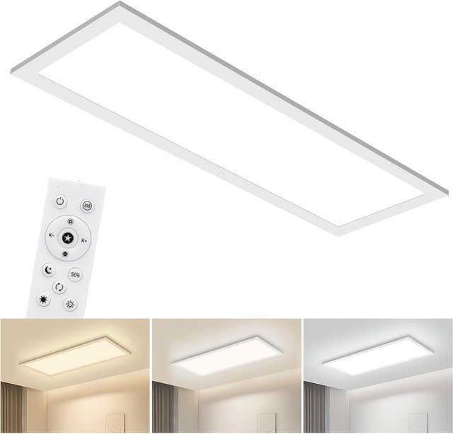 Oeegoo LED-Deckenleuchte mit Fernbedienung, dimmbar, 24W, 2400LM, Weiß, B: 58 cm, T: 20 cm, H: 20 cm - Bild 1