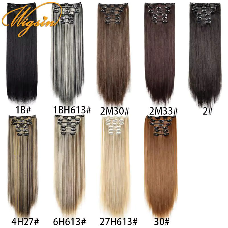 WIGSIN Haarverlängerung Synthetisch, 24 Zoll, Glatt, 6 Teile, Damen - Bild 2
