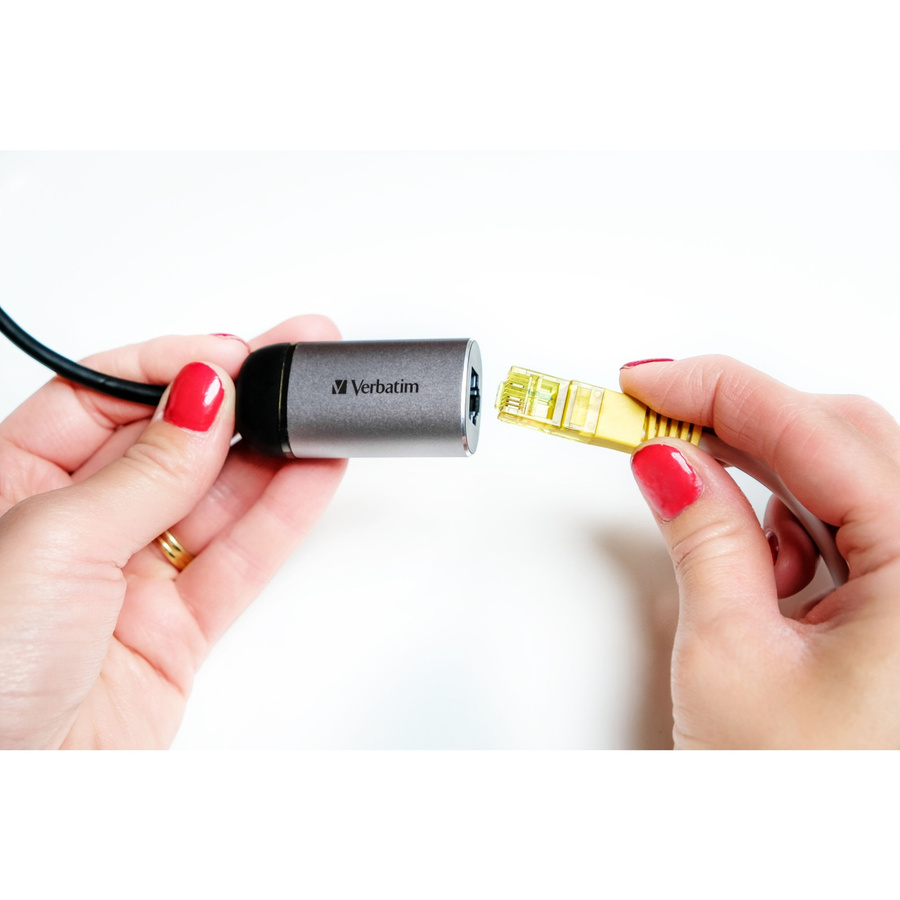Verbatim USB-C auf Ethernet Adapter mit RJ45-Buchse für 1000 Mbit/s in Silber - Bild 2