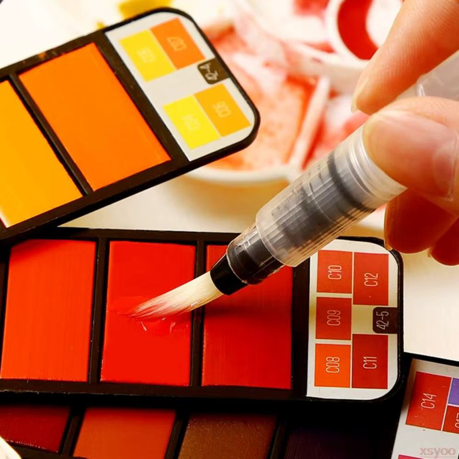 Zusammenklappbares Aquarellfarben-Set mit 42 Farben und Wasserpinselstift in Multicolour - Bild 5