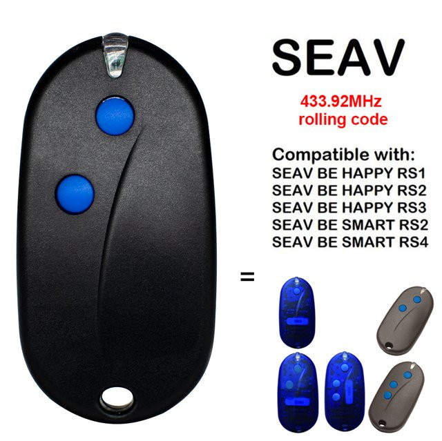 SEAV 433MHz Rolling-Code-Fernbedienung für Garagentore, kompatibel mit SEAV BE HAPPY RS1 RS2 RS3 SMART RS2 RS4, Farbe: Schwarz - Bild 1