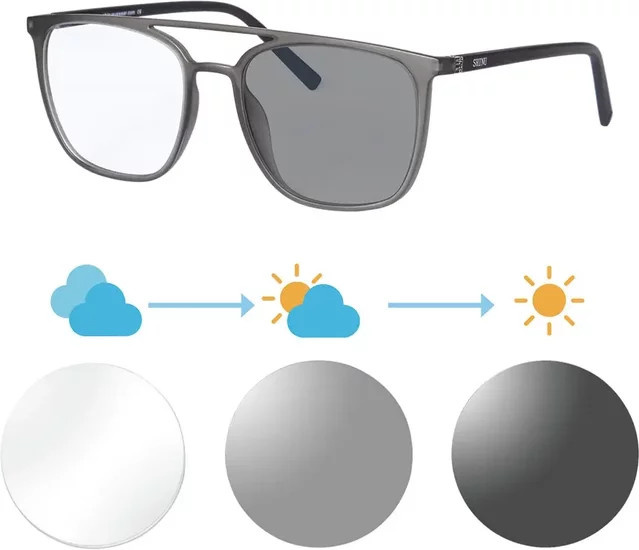 SHINU Photochrome Sonnenbrille, Lesebrille, Vollrand, Square, Grau, Kunststoff, Herren - Bild 1