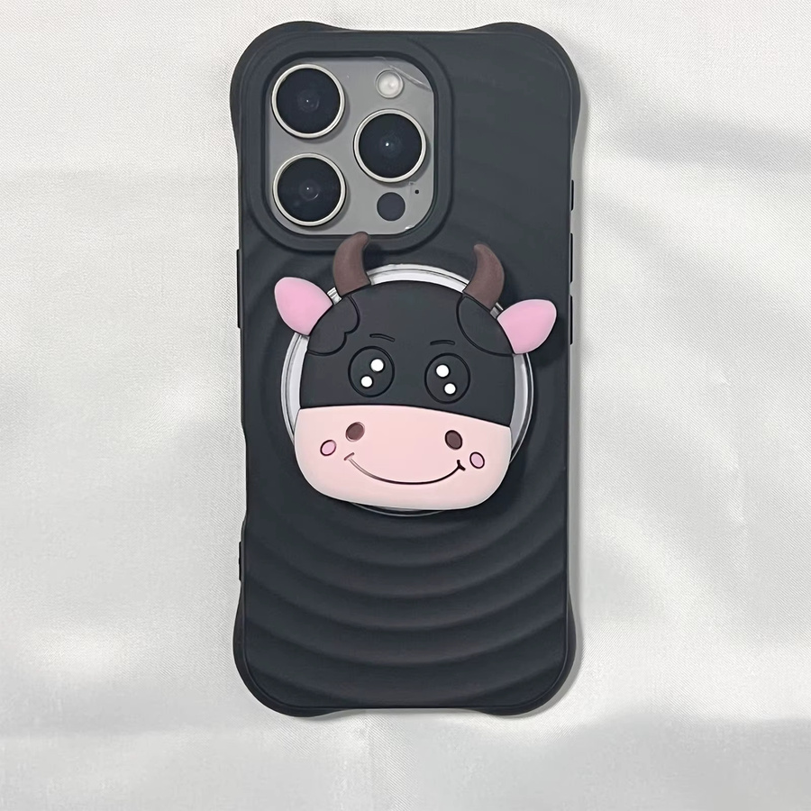 Niedriger Cartoon Kuh Silikon Handyhalter Grip Tok Ständer für iPhone 17 Pro Max und iPhone 16 Pro Max in LS - Bild 2