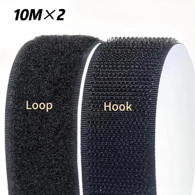 Selbstklebender Klettverschluss aus Nylon in Schwarz, 2 Rollen à 10 m Länge - Bild 1